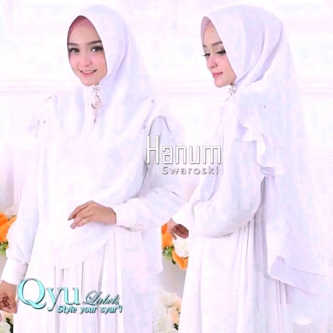 Jilbab Hijab Instan Kerudung Bergo Softpet Hanum Swaroski Ceruti Sifon 2 Layer Terbaru Muslim Panjang Lembut Nyaman Putih Hitam