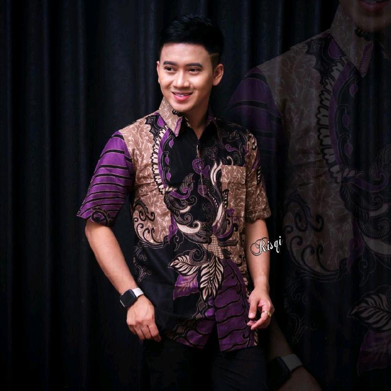 [BISA COD] HEM BATIK PRIA BAHAN KATUN PRIMA Grade A - MOTIF KEKINIAN Cowok Formal casual Blue Shirts Baju Couple Seragam Kerja Keren 6