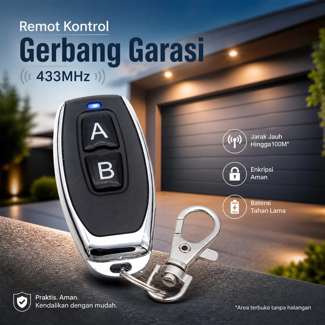 Huaru Remot Kontrol Gerbang Garasi Transmitter Channel Relay 433MHz - EV-1527