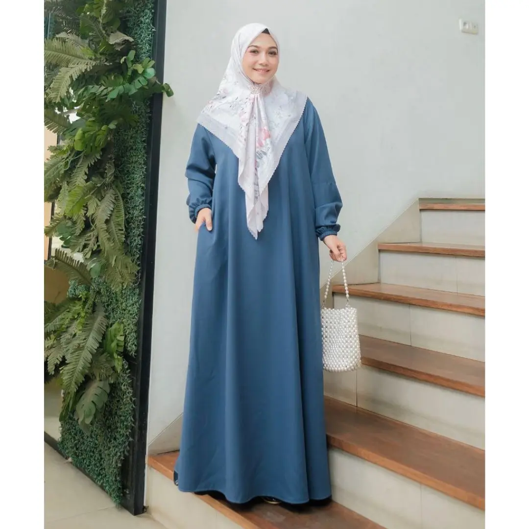 Nara Dress Gamis Simple Nara Basic Wanita Muslimah Dewasa Syari Lengan Karet - Gamis Remaja Wudhu Friendly Busui Friendly