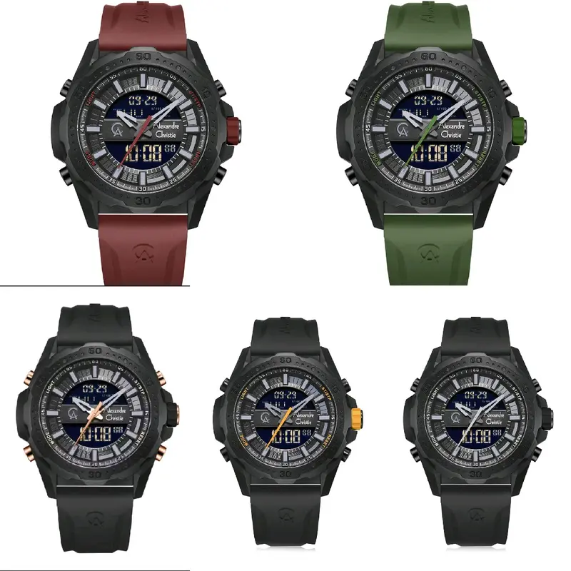 AC 9370 Jam Tangan Pria Alexandre Christie 9370 Rubber Digital Cowok Watches 1
