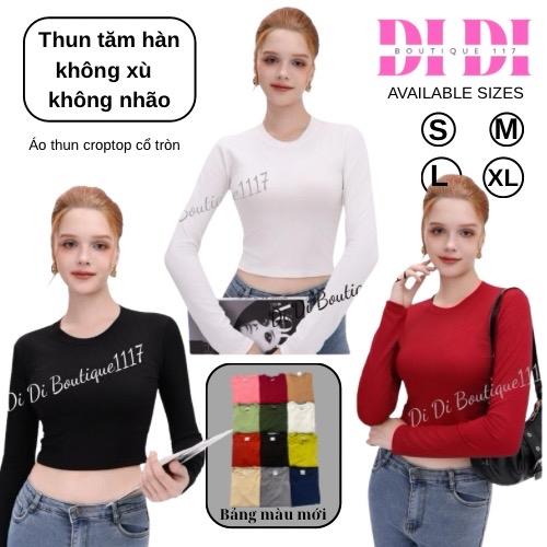 Combo 3 áo thun nữ tay dài croptop cổ tròn ôm body. Thun tăm hàn , dày form đẹp , mịn mát ủ kem giữ nhiệt . DiDi boutique 1117