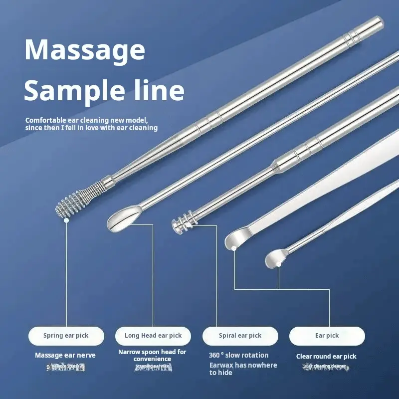 Bộ Dụng Cụ Lấy Ráy Tai Xoắn Ốc Làm Sạch Tai, 6 Món, Cầm Tay, Bộ Dụng Cụ Lấy Ráy Tai, Thiết Kế Xoắn Ốc, Để Sử Dụng Tại Nhà, Cầm Tay 3