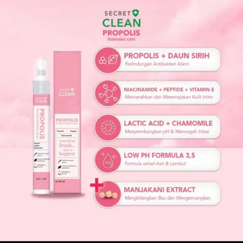 (Paket 2in1) screet clean propolis wash dan spray 3