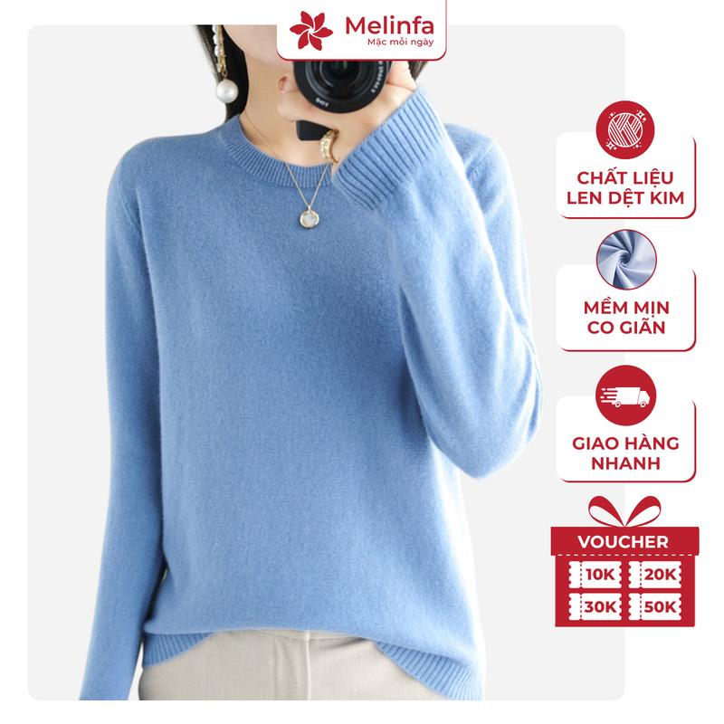  Áo len nữ cổ tròn dài tay dáng thụng bo gấu chất len mềm mịn co giãn thời trang Hàn Quốc mặc mùa thu đông mã VAA0259 