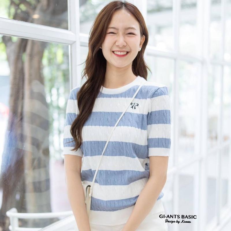 Baju Rajut Korea Style Wanita Lengan Pendek Giant Basic GI458 Knit Top Bkk Import Bangkok 0