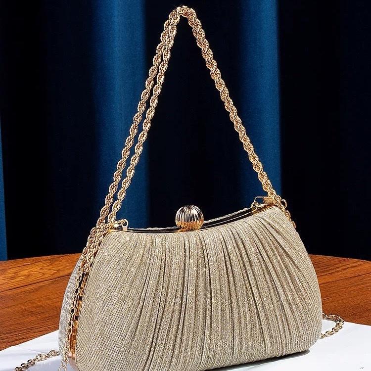  Túi Xách Nữ Đi Tiệc Cưới,Đi Chơi Kim Tuyến Sang Chảnh-Túi Nữ Quai Dây Chuyền Mới Lấp Lánh Sang Trọng 