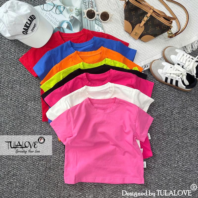 Áo Thun Bé Trai Bé Gái Kiểu Dáng Basic Vải Cotton 4 Chiều Chất Lượng Cao Áo Thun Cộc Tay Cho Bé Tulalove