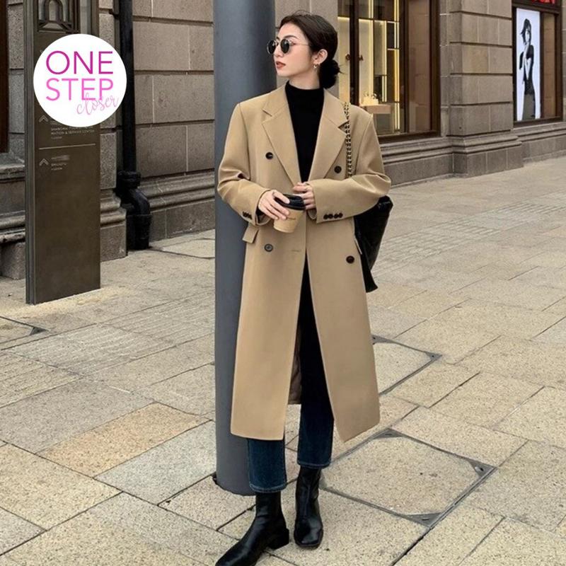 Long Coat Blazer Outer Outfit Musim Semi Korean Style (S2-014-Y22) Casual Jaket Panjang Basic Coklat 5