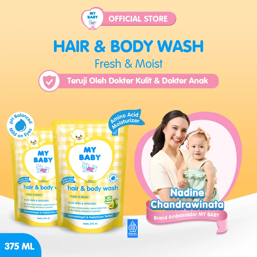 MY BABY Hair & Body Wash Fresh & Moist Refill [375 mL / 2 pcs] - Exp: 11.2026