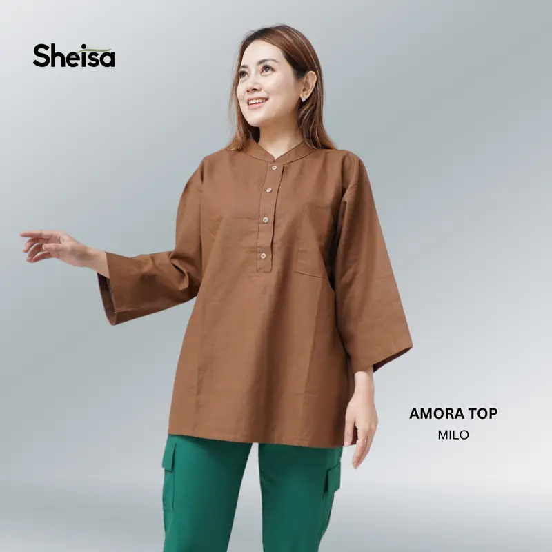 SHEISA Setelan Wanita Celana Panjang | Setelan Harian Santai Formal Casual Sport | AMORA ONESET | Bahan Linen Rami Lembut Dingin Tidak Gerah Untuk BB Reguler Sampai Jumbo dan Banyak Pilihan Warna 5