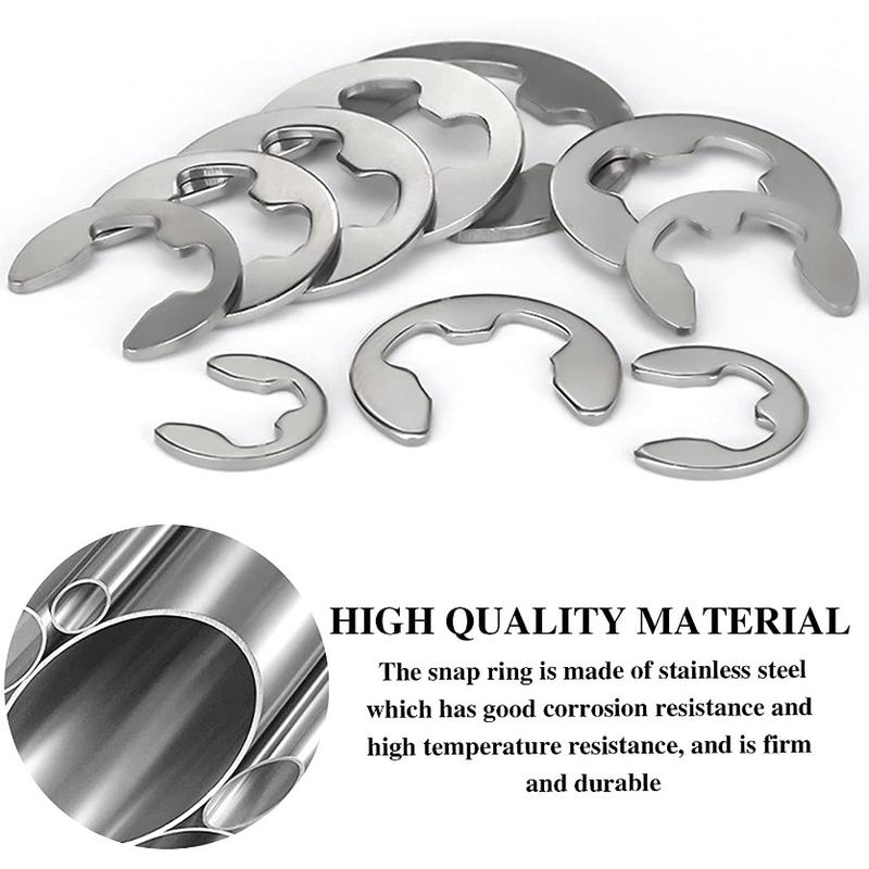 200Pcs  Snapring Type E / Snap Ring Type E / Snapring Stainless Steel / Retaining Snap Ring / Circlip Kit / External Retaining Ring Circlip Kit / Snapring / Circlip /Retaining 2