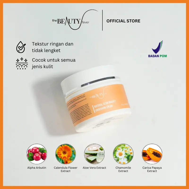 THE BEAUTY FEVER x UNCU - Cream Pencerah Ketiak Selangkangan Siku Lutut Leher Mata kaki dan area lipatan kulit hitam lainnya BPOM 5