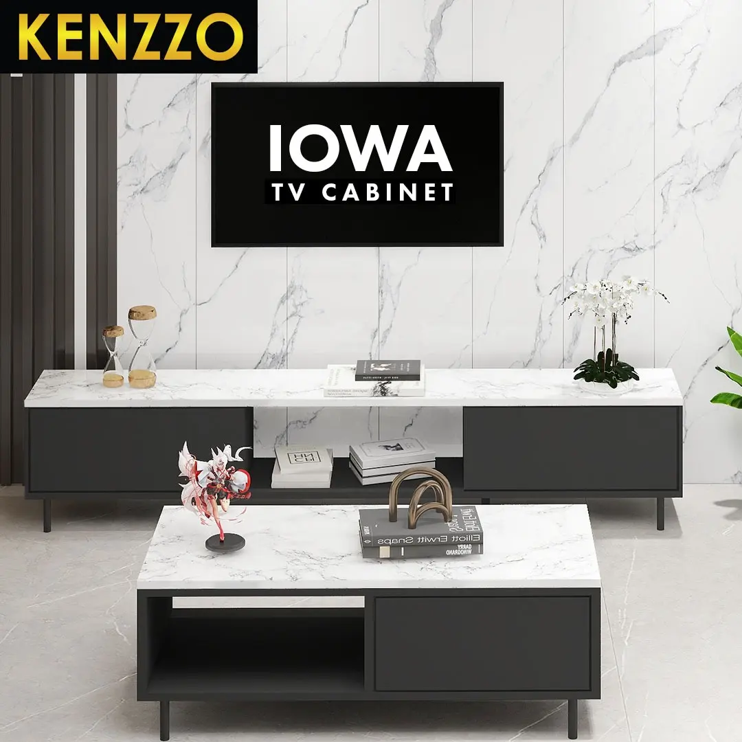 FREE INSTALLATION !! Kenzzo: Modern Simple Living Room Furniture TV Cabinet with Storage - IowaTV Cabinet and Coffee Table