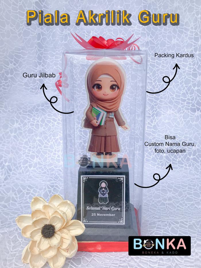 Gambar Piala Akrilik Guru Custom Nama Ucapan dan Foto Proses 1 Hari Jadi dari Bonekahandmadesukasuka Kab. Sukoharjo Tokopedia