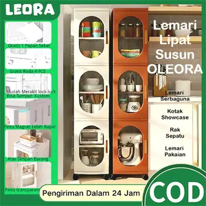 LEORA Lemari Lipat OLEORA Lemari Pakaian Plastik Portable Serbaguna dengan 4 Roda dan Bahan PP Berkualitas Tinggi untuk Rumah Nyaman Furniture