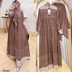 Gamis Premium Set Hijab Viral -Amara Gamis Set Hijab Persegi Rayon Diamond Premium Dress Wanita Remaja Dewasa Syari Motif Muslim Lebaran