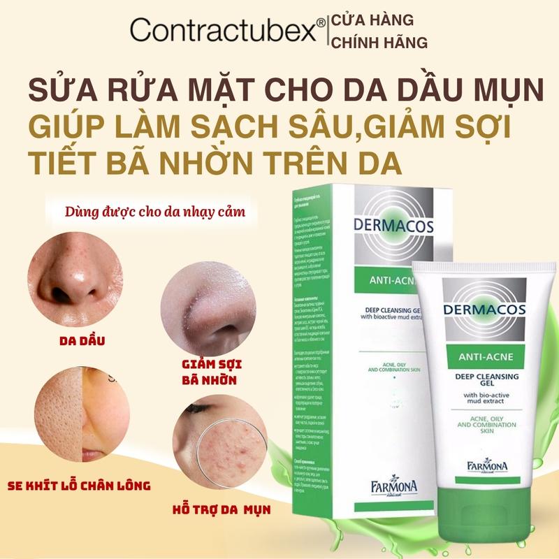 Sữa Rửa Mặt Sạch Sâu, Cho Da Dầu, Da Mụn Chứa Bùn Hoạt Tính Farmona Dermacos Anti-Acne Deep Cleansing Gel 150ml Ba Lan, Giảm Sợi Tiết Bã Nhờn Trên Da Skncare