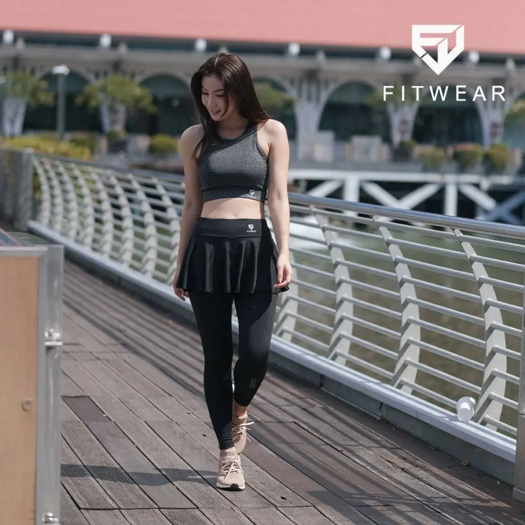 Fitwear - Rok + Legging Olahraga Wanita MARLINE ANKLE DOTS - BLACK - M - 2XL Celana Outdoor