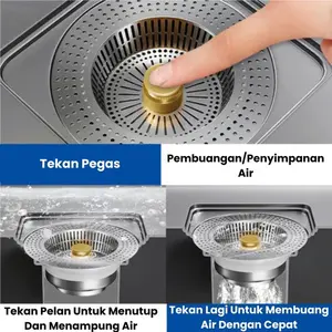 Saringan Wastafel Cuci Piring Anti Bau Dan Kecoa Bahan Stainless Steel 304 Filter Saluran Pembuangan Tbk