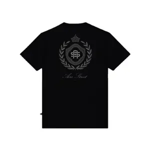Kaos Cetak Emblem Mewah dengan Desain Laurel danMahkota, Kaos Pria Wanita Gaya Kasual dengan Detil Elegan-Wowvyrrdigz