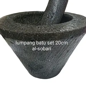 lumpang batu asli pahat 20cm free tumbukan