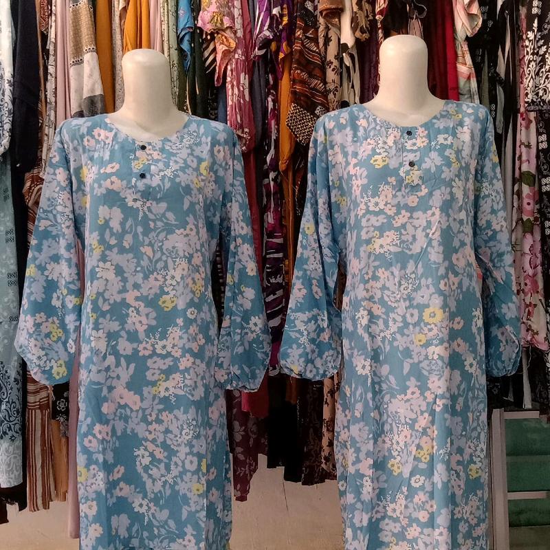 daster rempel panjang bahan rayon busui Ld 120 pb 140  lengan karetan tali kanan kiri & saku 5