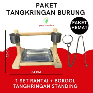 tangkringan burung kayu stainless standing