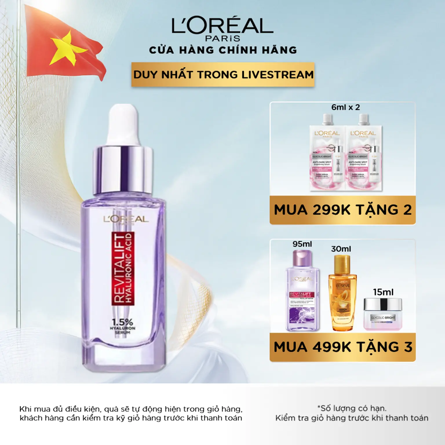 Serum dưỡng cấp ẩm, căng mướt da Revitalift 1.5% Hyaluronic Acid L'oreal Paris Serum 30ml Skincare Làm Đẹp Da Dưỡng Ẩm Da