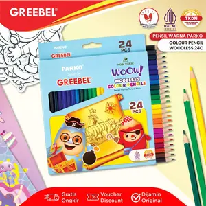 Pensil Warna 24 Warna Parko By Greebel / Pensil Warna Woodless Parko By Greebel 24 Warna Tebal
