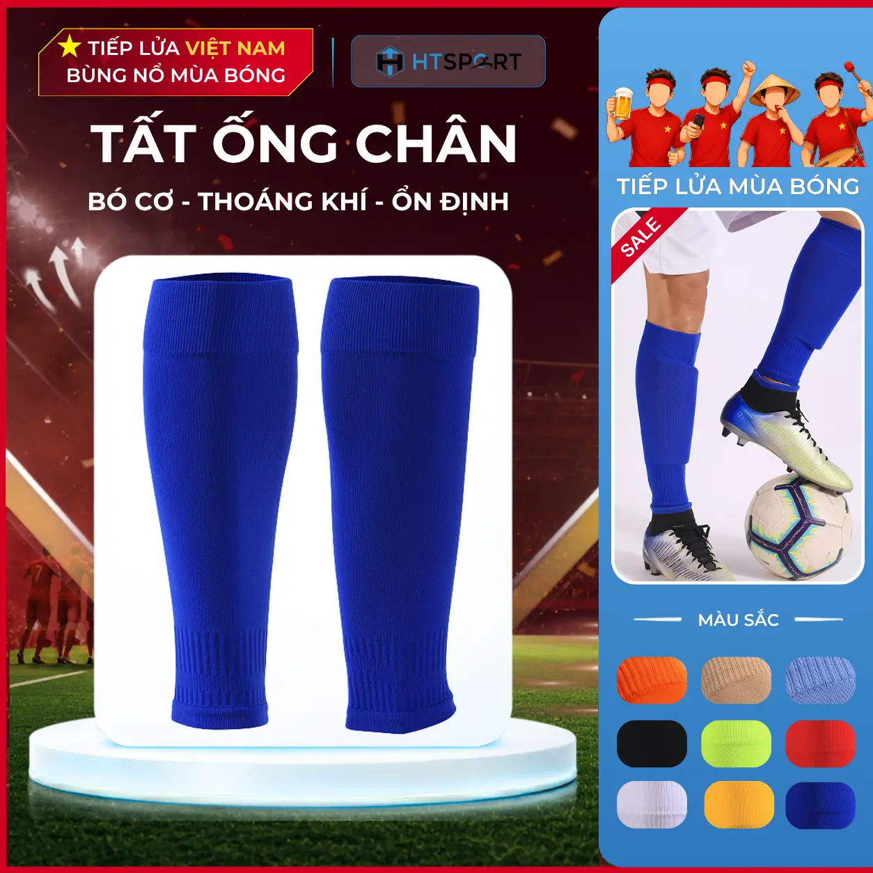 Vớ Thể Thao, Tất Ống Chân Bóng Đá, Tất Đá Banh Mang Ống Đồng Hổ Trợ Tập Luyện Sport