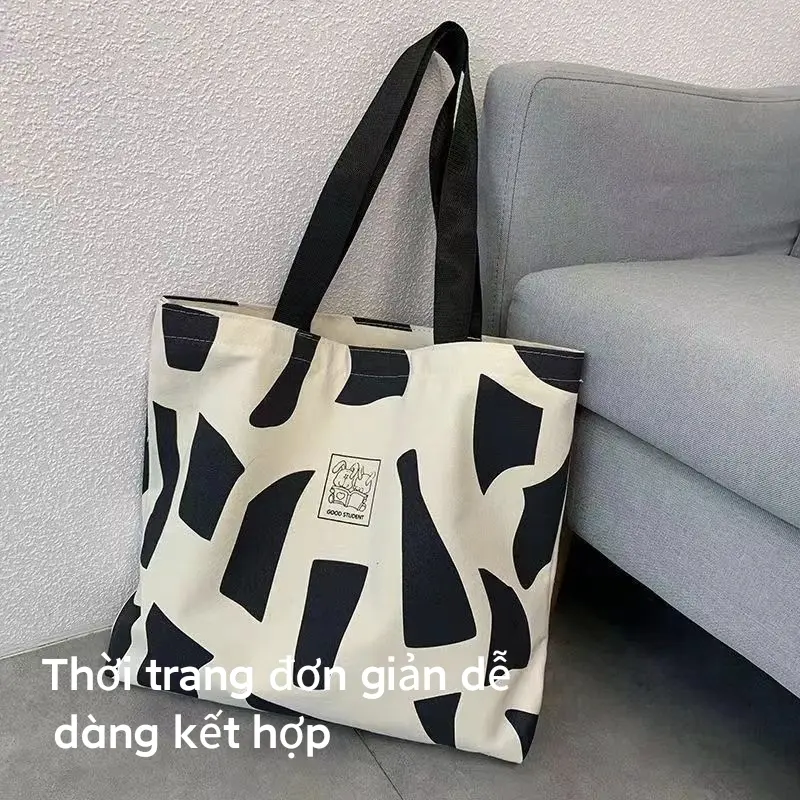 Túi Vải Bố, Dung Lượng Lớn, Tote Đi Lại, Thích Hợp Đi Làm, Đeo Một Bên Vai, Dễ Phối Đồ, Túi Sinh Viên Nghệ Thuật Chữ Nhật Nữ Đeo Vai Bag Hình Chữ Nhật 5