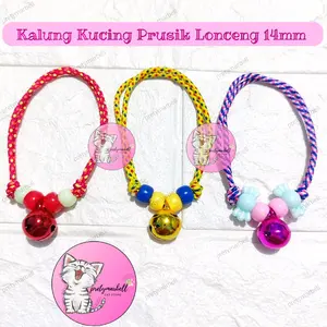 Kalung Prusik Lonceng 14mm Aksesoris Kucing Manik Lucu Murah Warna Warni