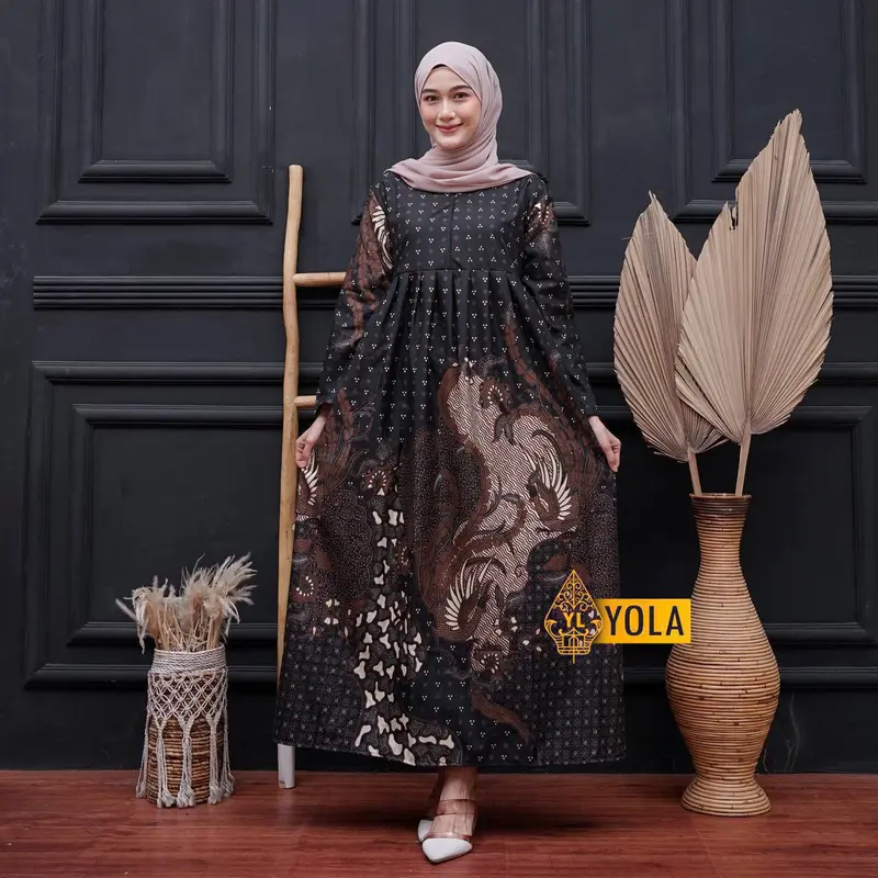 NAKENZ.ID Batik Couple Keluarga Kemeja Gamis Motif Cucakrowo Batik Polimikro Batik Ayah Bunda dan Anak 1