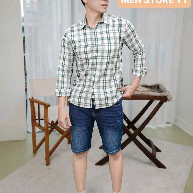 Áo sơ mi nam ca rô cô tôn tay dài mềm mịn thoáng mát, thấm hút mồ hôi - Có Cổ - Menswear Shirt 2