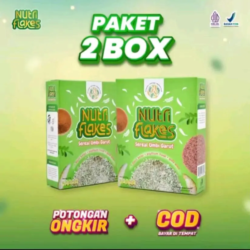 2 BOX NUTRIFLAKES Asli Original Minuman Serbuk Umbi Garut Bantu Atasi Permasalahan Lambung BPOM Bubuk