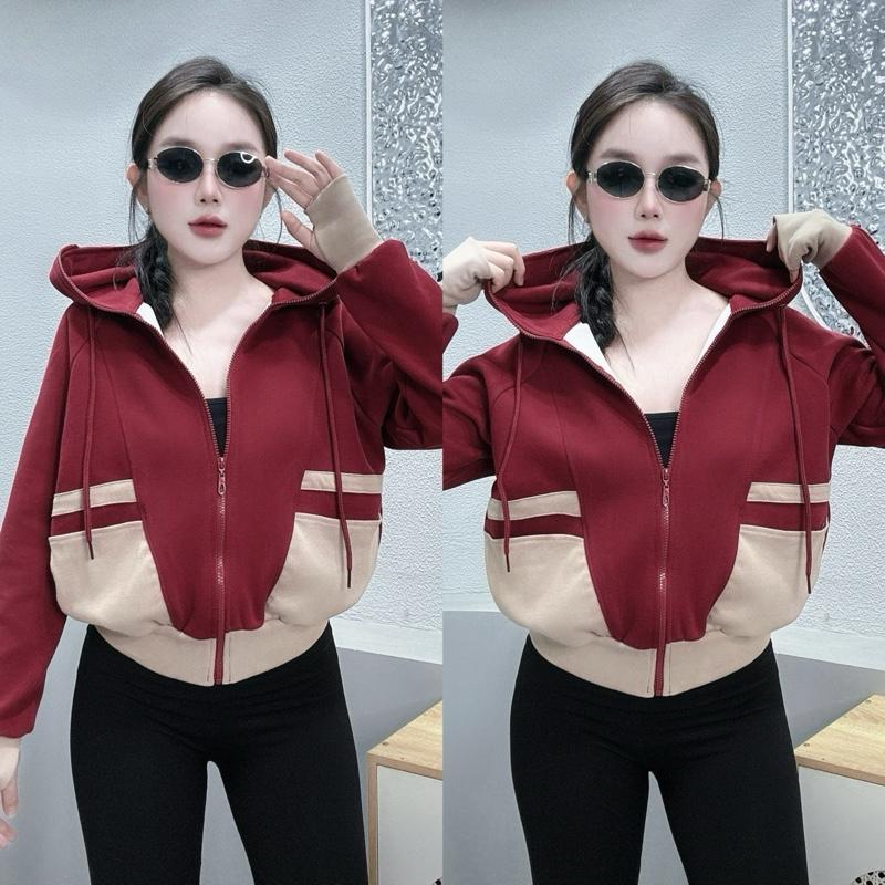 Áo Khoác Nỉ 2 Da Nhung Dày Dặn ( KHÔNG LÓT BÔNG ), Phối túi Gân , Đi Nắng Bassic cho nữ by Quynh Hi Store