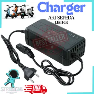 Charger Sepeda Listrik Exotic 48V 12 / 20 AH Battery Lead-Acid EU Plug Casan Selis Uwinfly Goda Ofero Cas Aki Sepeda Listrik Universal SELAMAT outdoor Olahraga