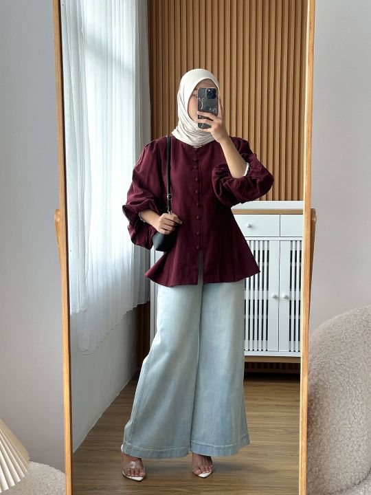 Atasan Blouse Polos Polo Linen Shirt Wanita Kemeja Kerja Formal Body Fit Nyaman Standar Basic Casual Lengan Panjang dengan Desain Elegan Atasan Blouse Polos Polo Linen Shirt Wanita Kemeja Kerja Formal Body Fit Nyaman Standar Basic Casual Lengan Panjang dengan Desain Elegan