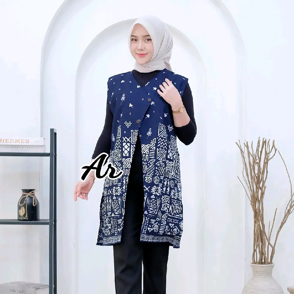 Long Vest Outer Batik/Long Cardigan/Tunik Batik Standar-Jumbo Modis Stylish Kekinian