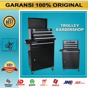 Trolley Barber Aeron Hitam JS - C004 Troli Susun Alat Cukur Rambut Barber Dengan Roda