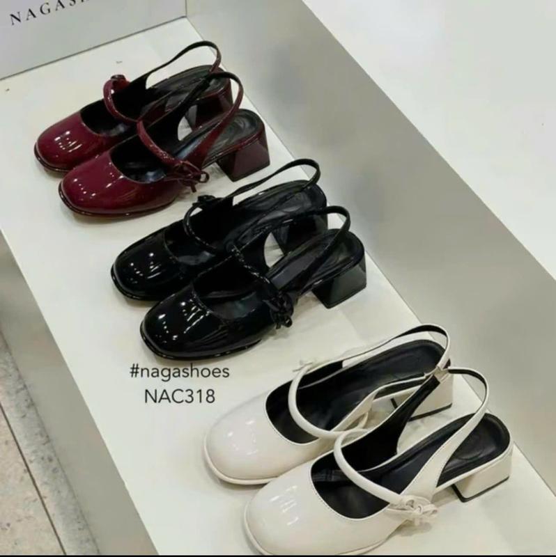 D134 - chuẩn size Giày nữ hở gót 6cm mũi tròn phối nơ cạnh phong cách hàn quốc 2024 Dép sục Sandal nữ