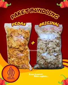 BUNDLING HEMAT basreng pedas 500gr + basreng original daun jeruk  Food Snack Goreng Kering