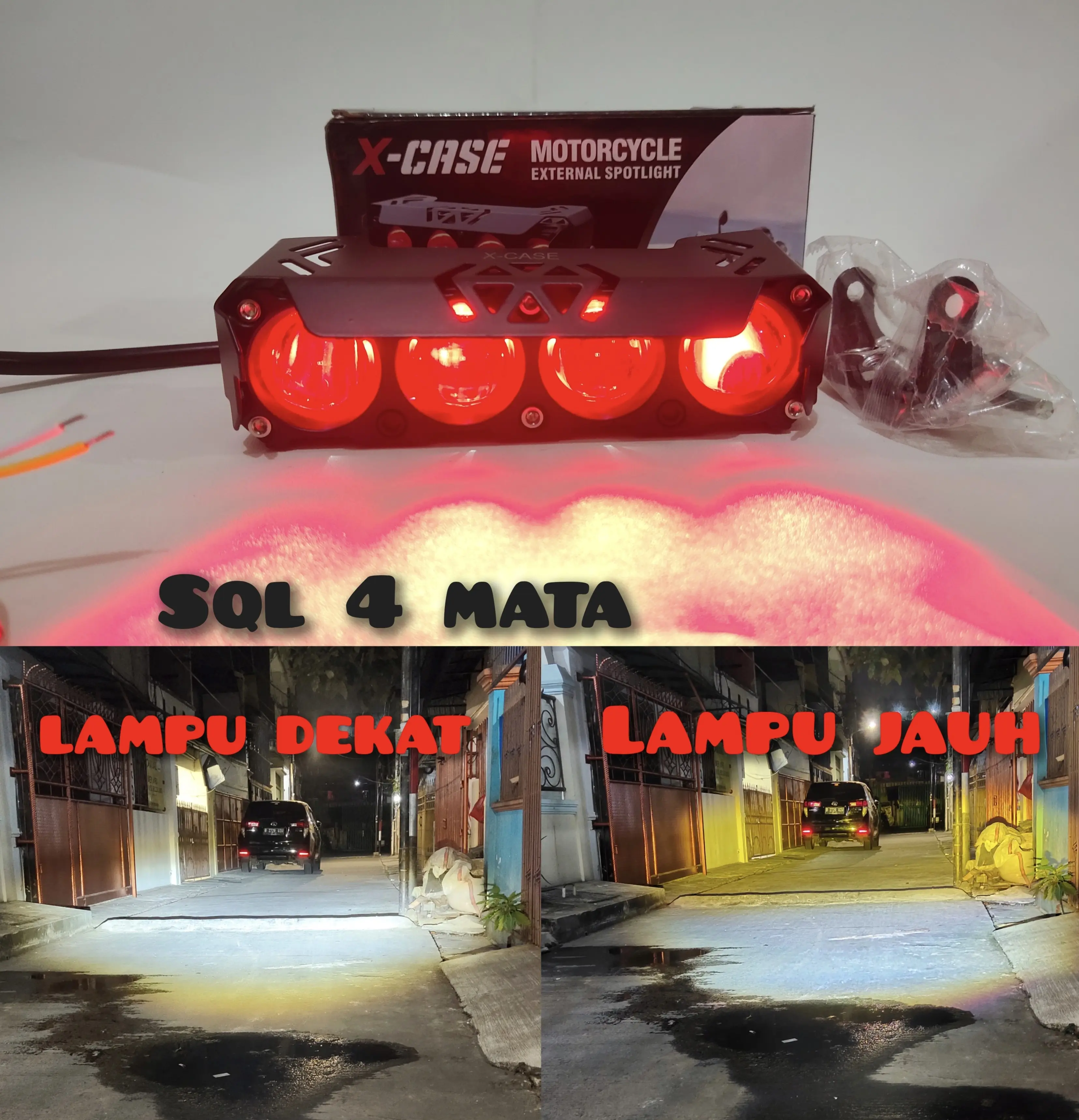 new lampu tembak sorot sql 4 lensa plus devil d2 d3 original x case universal