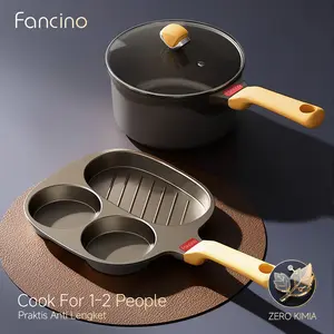 Fancino Set Panci Susu & Piring Breakfast Titanium  - Zero Kimia, Anti Lengket, Sehat untuk Keluarga
