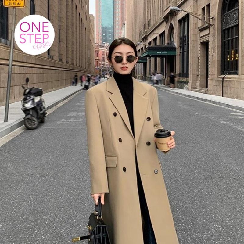 Long Coat Blazer Outer Outfit Musim Semi Korean Style (S2-014-Y22) Casual Jaket Panjang Basic Coklat 3