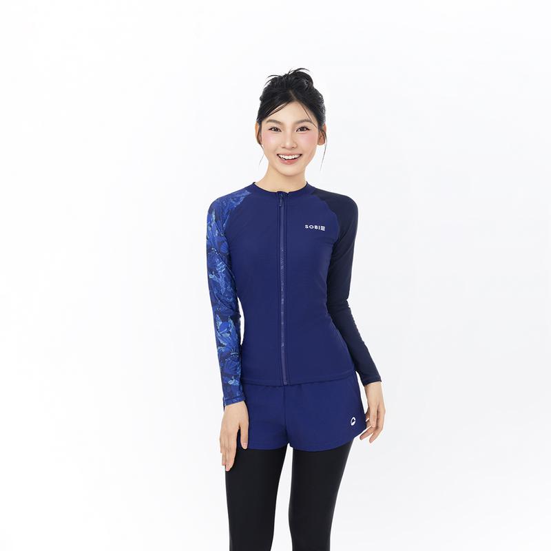 Áo bơi nữ SOBIE tay dài khoá kéo kín đáo và chống nắng Marine Coraline