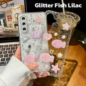 Case Timbul Fish Blue 3D For A17 A15 A16 A35 A55 S21 S22 S23 S24 S25 ULTRA PLUS +