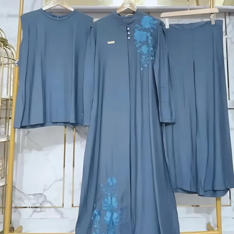 Setelan Celana Saviq - Baju Bordir Outer Wanita - Setelan 3in 1 - Baju Muslim Lebaran Kekinian 2