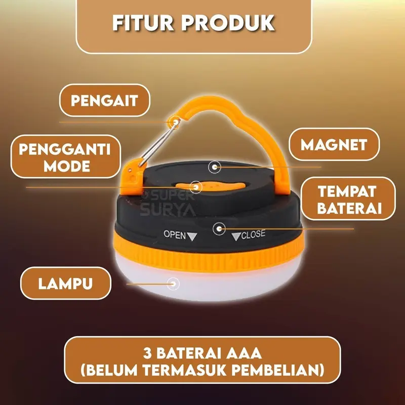 Lampu Tenda Gantung 5 Mode Magnetic 180 Lumens Emergency Camping Bakpao Bapao Indonesia White 2